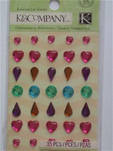 K&Company adhesive gems color hearts