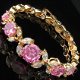 GOLDPLATED MET HALFEDELSTEEN ROZE SAFFIER EN TOPAAZ ARMBAND - 1 - Thumbnail