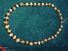 **Multicolor Parels**Barnsteen Geknoopt collier #N7