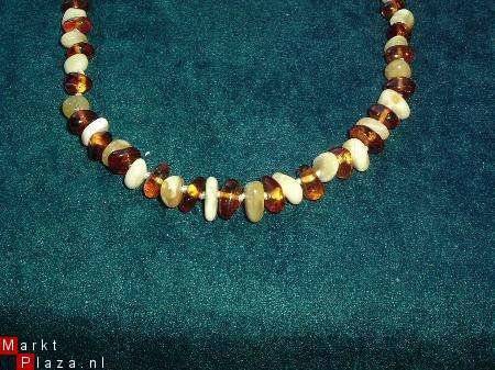 **Multicolor Parels**Barnsteen Geknoopt collier #N7 - 1