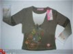 shirt donkergroen met bloemen in maat 98/104 AFGEPRIJSD - 1 - Thumbnail