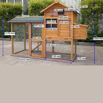 Kippenhok 180cm- met legkast, ruime onder- buitenren - 0