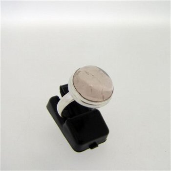 No 990 Zilveren ring 17,5 mm rozenkwarts - 1