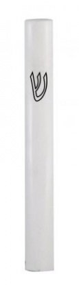 UK29412-ALUMINUM SEMI-ROUND WHITE MEZUZAH 7CM