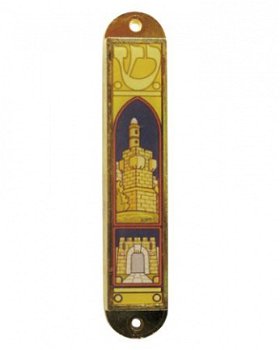 UK28420-NICKEL MEZUZAH,EPOXY 5 CM-TOWER OF DAVID - 1