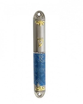 UK08081-BS MATTE AND GOLD MEZUZAH 12CM-HAND DECORATED - 1