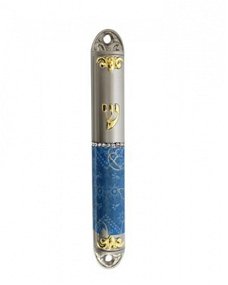 UK08081-BS MATTE AND GOLD MEZUZAH 12CM-HAND DECORATED