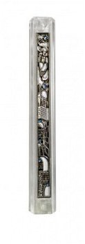 UK28873-PLASTIC MEZUZAH LUCID 12CM JERUSALEM PLATE-RUBBER P - 1