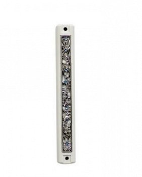 UK28946-PLASTIC MEZUZAH WHITE 12CM 7SPECIES PLAQUE - 1