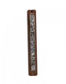 UK28948-PLASTIC MEZUZAH WOOD COLOR 12CM 7 SPECIES PLATE