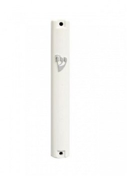 UK28949-PLASTIC MEZUZAH WHITE 12CM SILVER - 1