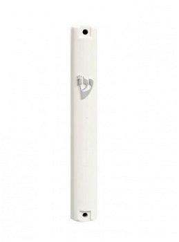 UK28950-PLASTIC MEZUZAH WHITE 15CM SILVER - 1