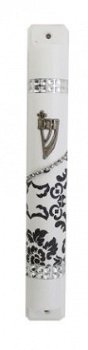 UK08059-WHITE MEZUZAH 12CM,HAND DECORATED - 1