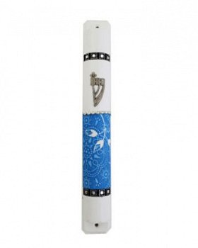 UK08060-WHITE MEZUZAH 12CM,HAND DECORATED - 1