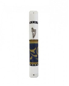 UK08061-WHITE MEZUZAH 12CM,HAND DECORATED