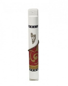 UK08062-WHITE MEZUZAH 12CM,HAND DECORATED - 1