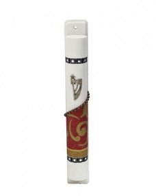 UK08062-WHITE MEZUZAH 12CM,HAND DECORATED