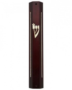 UK28317-MEZUZAH,OCTAGON 10CM DARK BROWN - 1