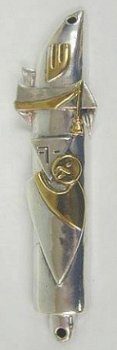 1024-Sterling Silver Parcel Gilt Canopy Mezuzah Case,Nieuw - 1