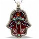 UK73931-PEWTER HAMSA PENDANT 3CM,SET WITH RED STONES - 1 - Thumbnail