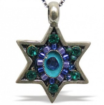 UK73941-SS M.DAVID PENDANT 2 5CM,SET WITH BLUE - 1