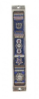 UK78401-PEWTER MEZUZAH 10CM,SET WITH STONES - 1