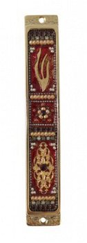 UK78405-BRONZE MEZUZAH 10CM,SET WITH STONES - 1