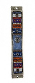 UK78406-PEWTER MEZUZAH 10CM,SET WITH STONES - 1