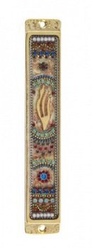 UK78410-BRONZE MEZUZAH 10CM,SET WITH STONES - 1