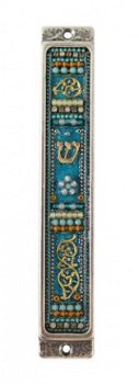 UK78411-PEWTER MEZUZAH 10CM,SET WITH STONES - 1