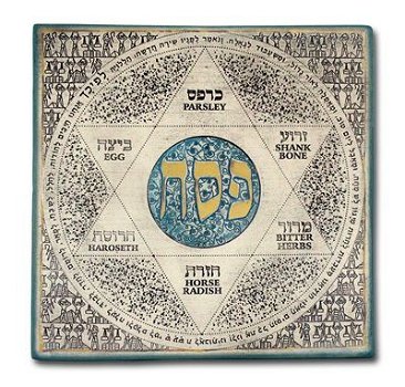 UK77086-CLAY PASSOVER PLATE WITH GOLD 24KT ORNAMENTS 26CM - 1