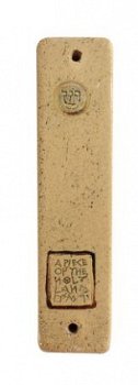 UK78216-CLAY MEZUZAH WITH GOLD 24KT ORNAMENTS-7CM - 1