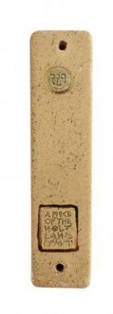 UK78217-CLAY MEZUZAH WITH GOLD 24KT ORNAMENTS-10CM - 1