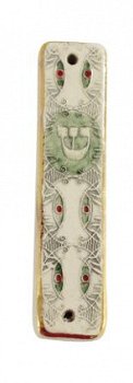 UK78224-CLAY MEZUZAH WITH GOLD 24KT ORNAMENTS-7CM - 1