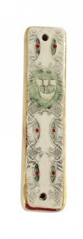 UK78225-CLAY MEZUZAH WITH GOLD 24KT ORNAMENTS-10CM - 1