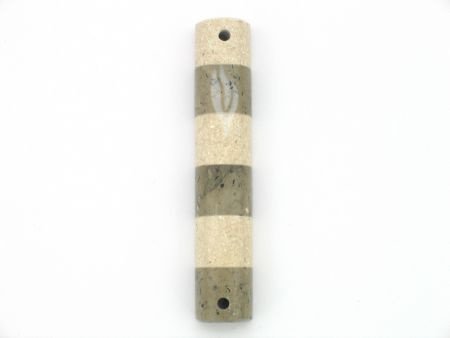 UK70576-MARBLE ROUND MEZUZAH 2COLOR STRIPES 10CM - 1