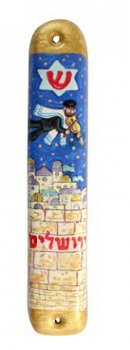 UK78203-CERAMIC HAND PAINTED MEZUZAH 10CM-FIDDLER - 1