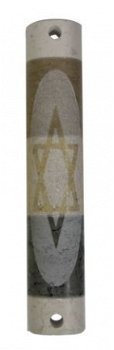 UK71146-MARBLE,3COLORS ROUND MEZUZAH-MAGEN DAVID - 1