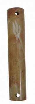 UK71153-MARBLE,DARK COLOR ROUND MEZUZAH-CARVED - 1