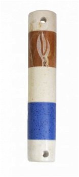 UK71185-MARBLE,3COLOR ROUND MEZUZAH-CARVED SHIN - 1