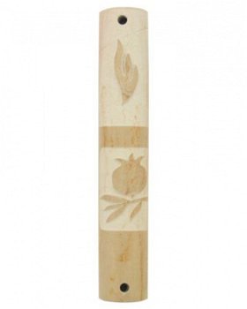 UK73645-MARBLE BEIGE MEZUZAH POMEGRANATE,7CM - 1