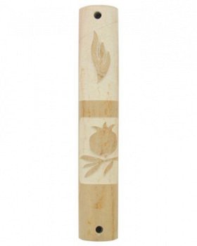 UK73646-MARBLE BEIGE MEZUZAH POMEGRANATE,10CM - 1