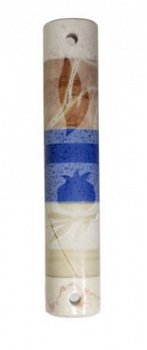 UK73655-MARBLE BLUE MEZUZAH POMEGRANATE,7CM - 1