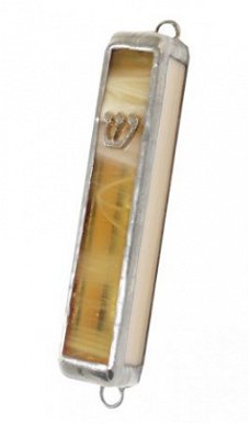 UK77054-STAINED GLASS MEZUZAH-HAND MADE 7CM