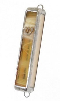 UK77056-STAINED GLASS MEZUZAH-HAND MADE 12CM - 1