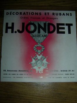 Brochure decorations et rubans H.Jondet 1939 - 1