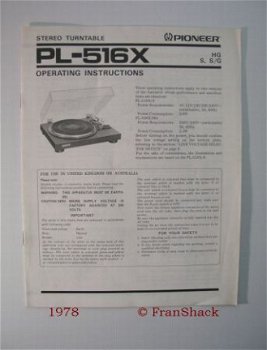 [1978] Pioneer PL-516X Operating Instructions, Pioneer - 1