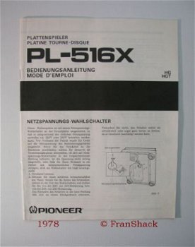 [1978] Pioneer PL-516X Bedienungsanleitung, Pioneer - 1