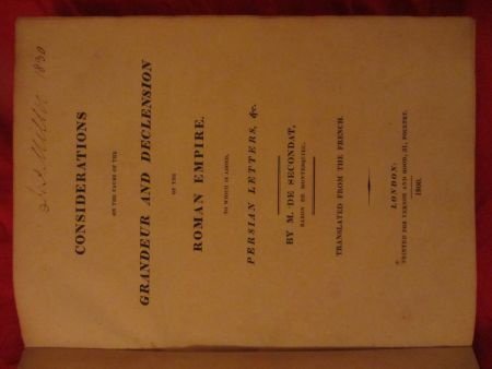 Montesquieu ; Grandeur and Declension of the Roman Empire - 1