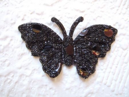 Vlinder met lovertjes ~ 3,5 cm ~ Zwart - 2
